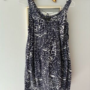 INC International Concepts Navy and White batik top cotton/silk blend